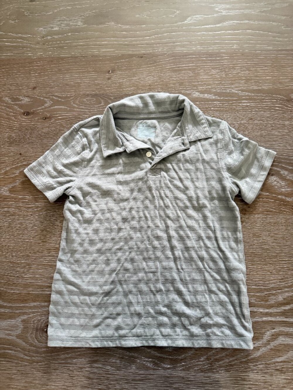 Boys Cat & Jack gray striped polo collared shirt top size small 6/7